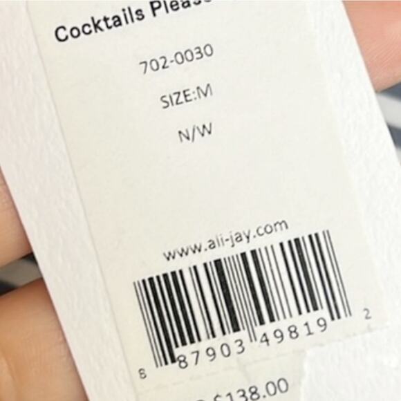 ALI & JAY Striped Cocktails Please 3/4 Sleeve Top Zip up Back Size Medium - Picture 9 of 10